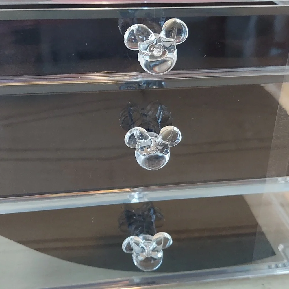 MINNIE MOUSE Acrylic Makeup & Jewelry Organizer 3 Compartments BNWT RETIRED